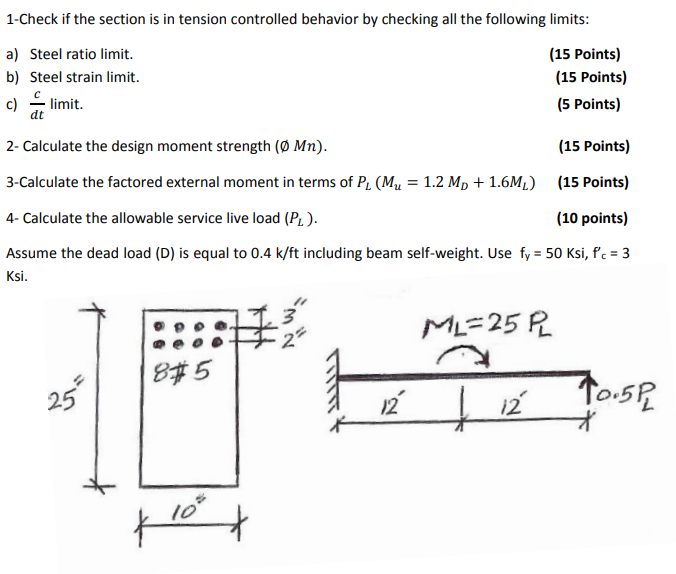 Solved 1-Check if the section is in tension controlled | Chegg.com