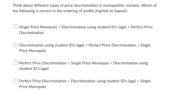 Solved Think About Different Types Of Price Discrimination | Chegg.com