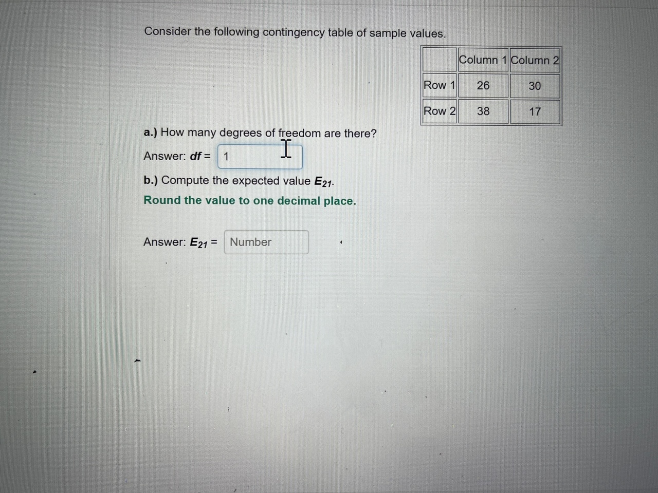 Solved Consider The Following Contingency Table Of Sample | Chegg.com