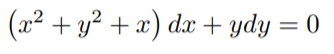 \( \left(x^{2}+y^{2}+x\right) d x+y d y=0 \)