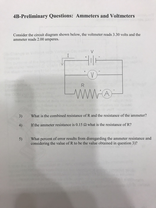 Solved 4BPreliminary Questions Ammeters and Voltmeters