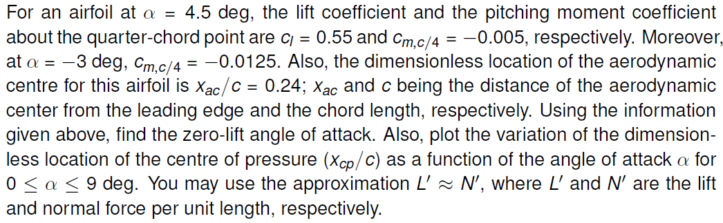 Solved For an airfoil at a = 4.5 deg, the lift coefficient | Chegg.com
