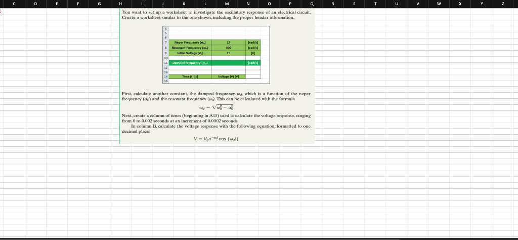 solved n l n q r s t u v w you want to set up a worksheet to chegg com