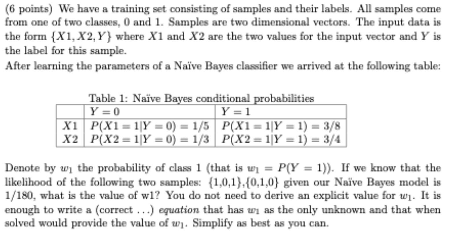 Solved (6 points) We have a training set consisting of | Chegg.com