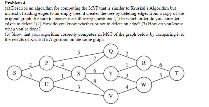 Problem 4 (a) Describe an algorithm for computing the | Chegg.com