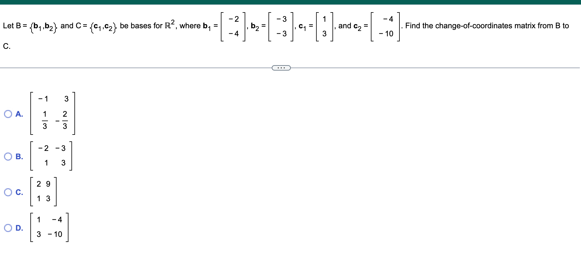 Solved Let B C O A B O B₁b₂ And C 1 1 3 2 W→ 8033