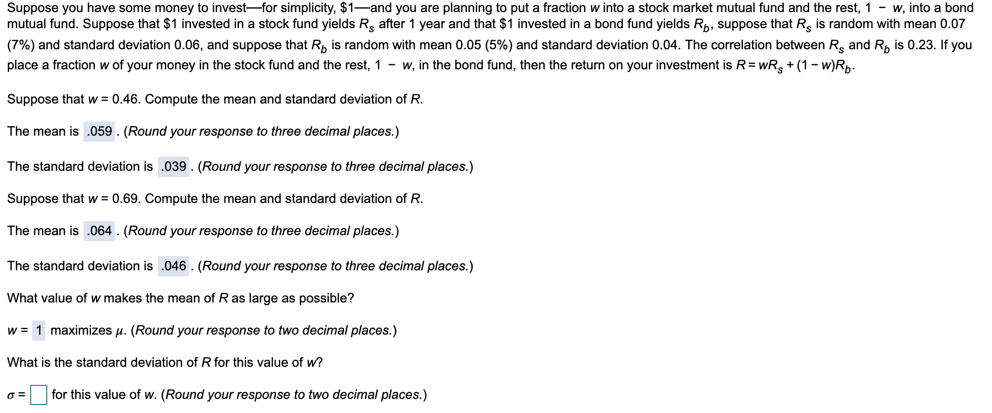 Solved What is the value of w that minimizes the standard | Chegg.com