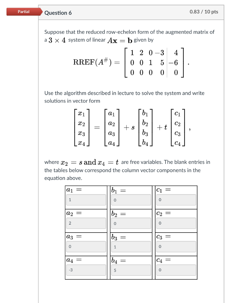 Solved Partial Question 6 0.83 / 10 pts Suppose that the | Chegg.com
