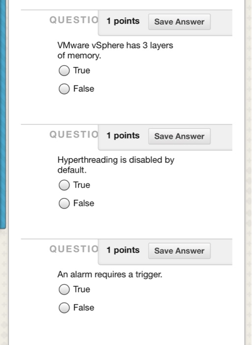 Solved QUESTIO1 points Save Answer VMware vSphere has 3 | Chegg.com