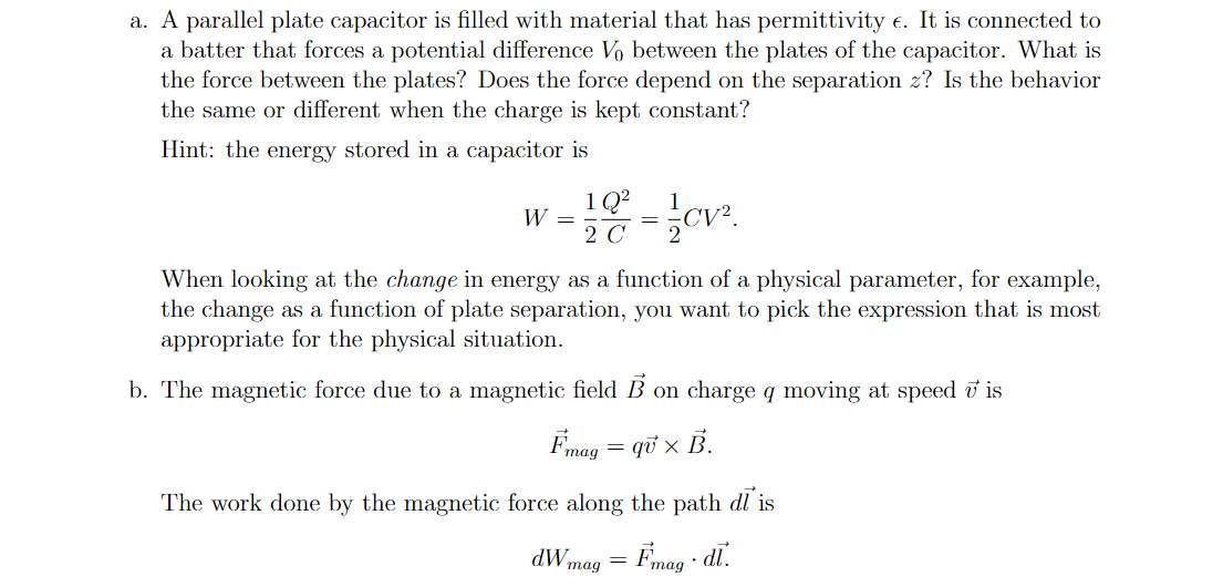 Solved a. A parallel plate capacitor is filled with material | Chegg.com