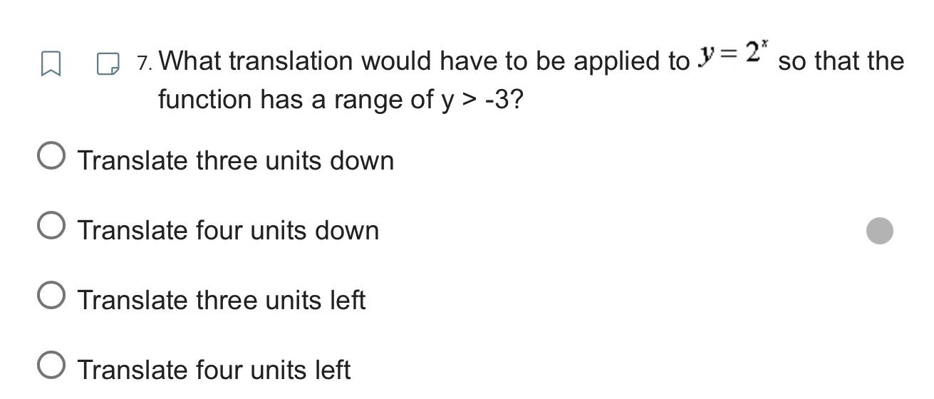 Solved 7. What translation would have to be applied to y=2x 