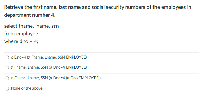 Solved Retrieve the first name, last name and social | Chegg.com