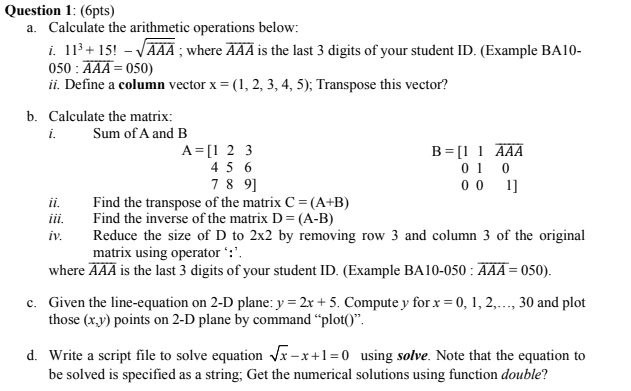 Solved Question 1: 6pts) a. Calculate the arithmetic | Chegg.com