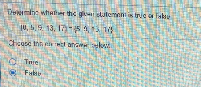 Solved Determine whether the given statement is true or | Chegg.com