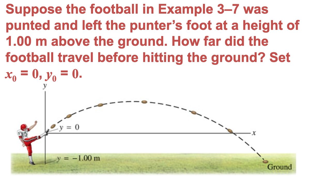 Suppose the football in Example 3–7 was punted and | Chegg.com