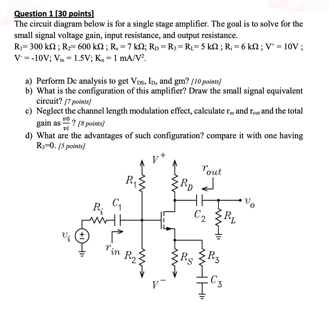 Solved Question 1 (30 points) The circuit diagram below is | Chegg.com