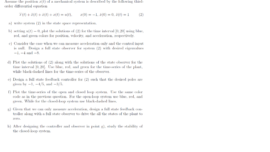 Assume The Position 1 Of A Mechanical System Is Chegg Com