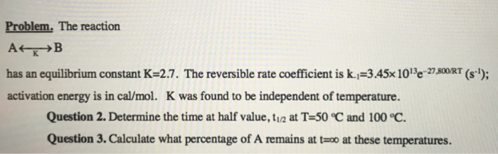 Solved Problem. The reaction has an equilibrium constant | Chegg.com