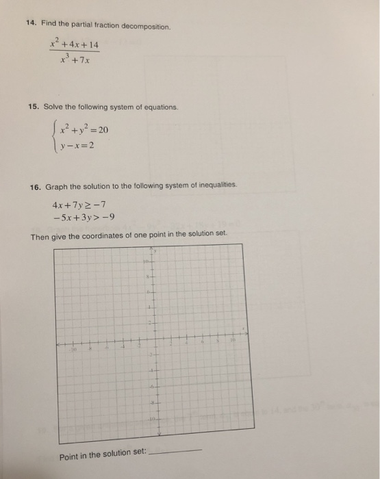 Solved 14. Find the partial fraction decomposition. x2 +4x | Chegg.com