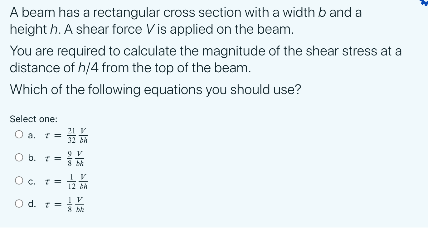 Solved A beam has a rectangular cross section with a width b | Chegg.com
