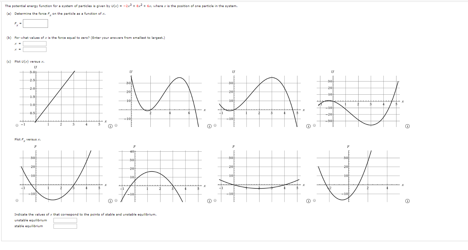 Solved The potential energy function for a system of | Chegg.com
