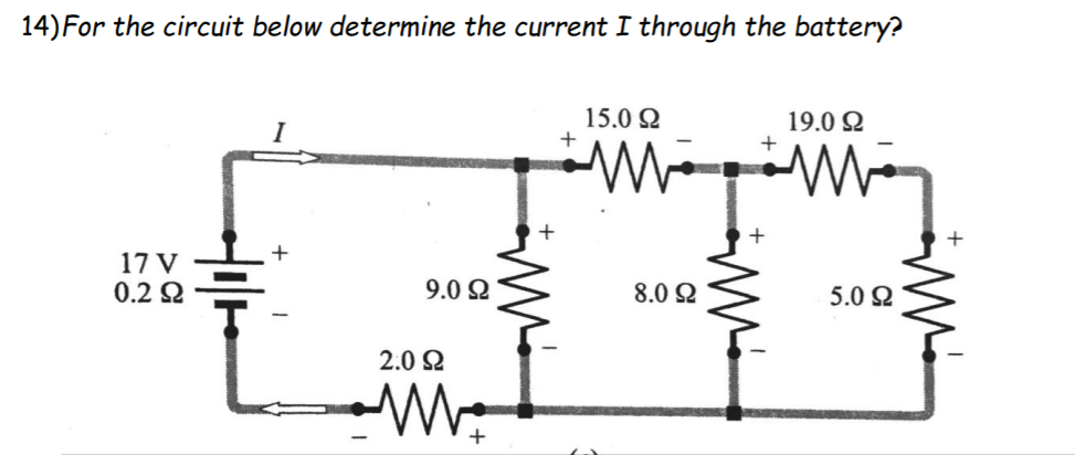 Solved 14)For the circuit below determine the current I | Chegg.com