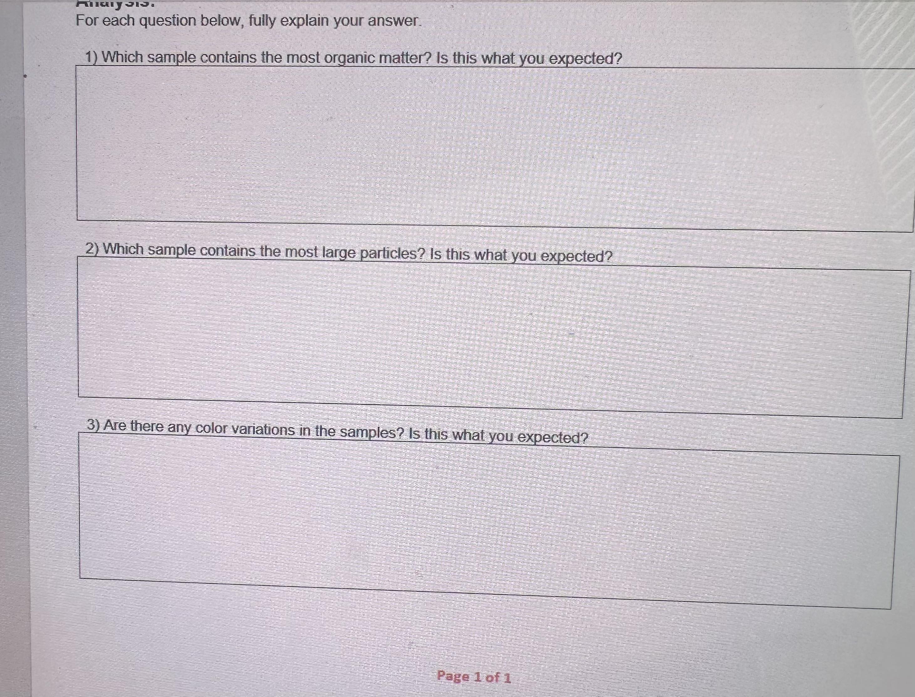 Solved Sample One - The Hill Sample Take from the side of a | Chegg.com
