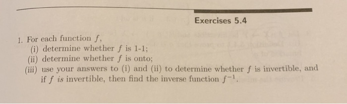 Solved Exercises 5.4 1. For each function f, (i) determine | Chegg.com