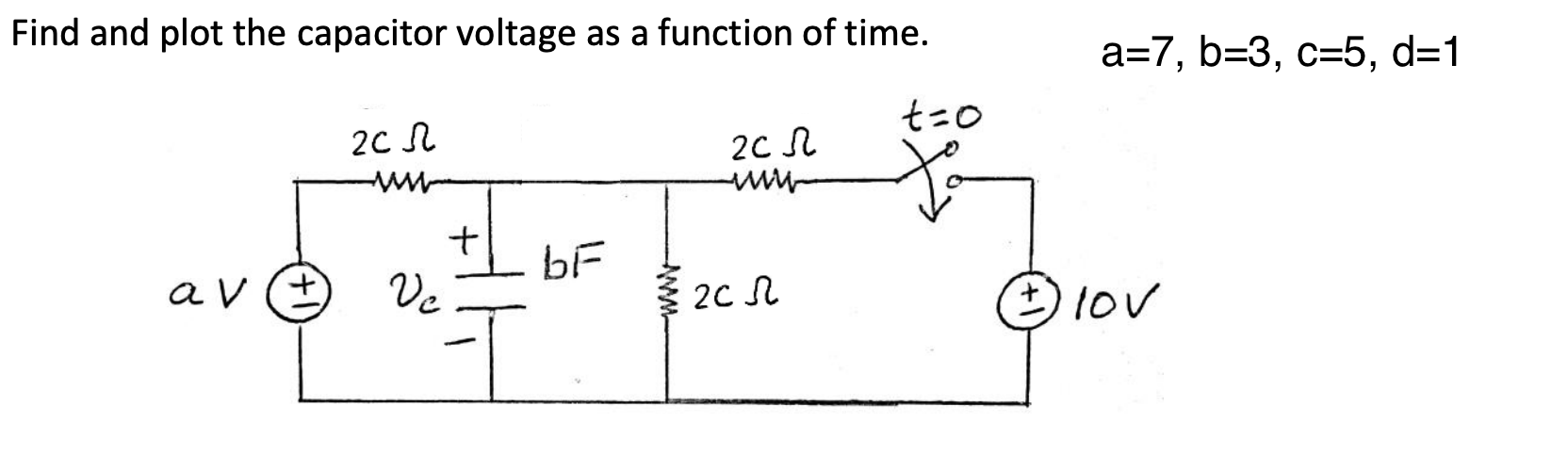 Solved Find and plot the capacitor voltage as a function of | Chegg.com