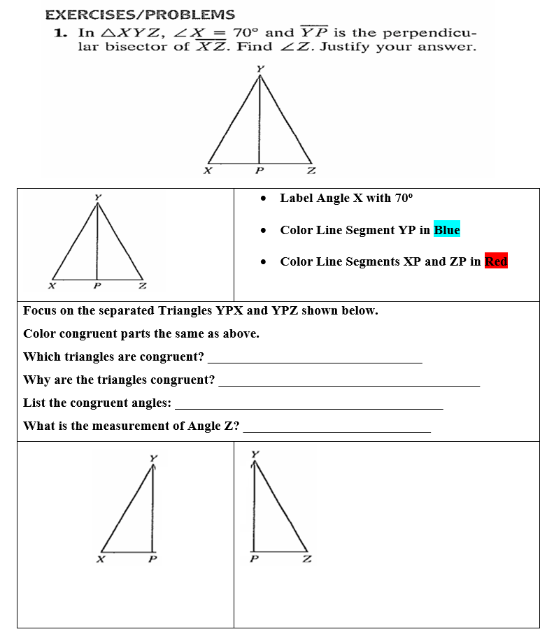 Solved EXERCISES/PROBLEMS 1. In △XYZ, | Chegg.com