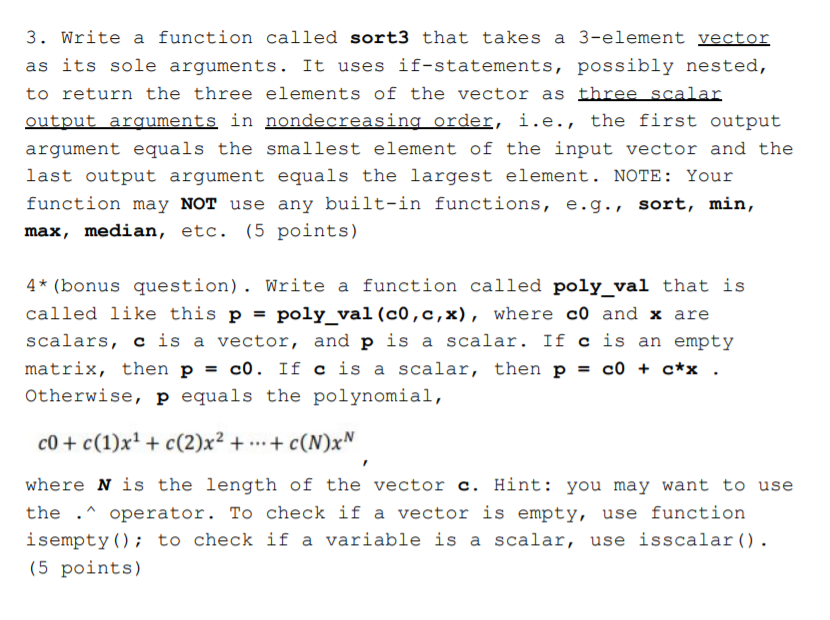 Solved 3. Write a function called sort3 that takes a | Chegg.com