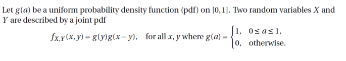 Solved Let g(a) be a uniform probability density function | Chegg.com