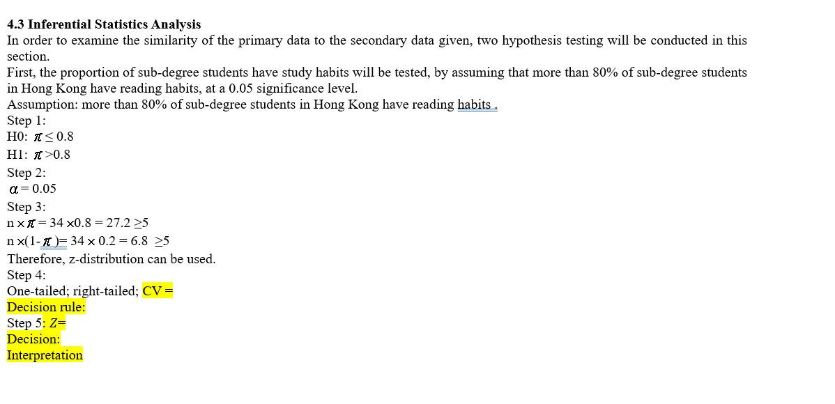 Solved 4.3 Inferential Statistics Analysis In Order To | Chegg.com