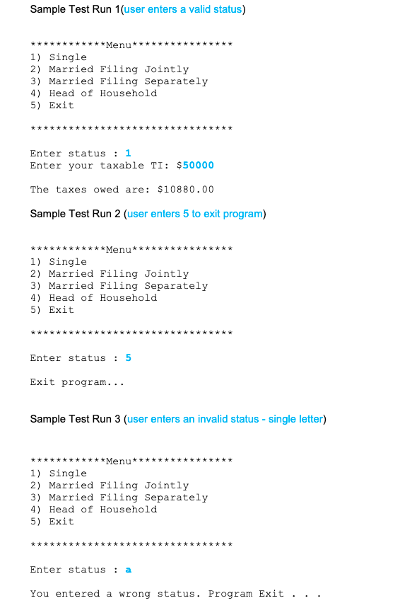 Solved Write a program that will allow the user to select a | Chegg.com