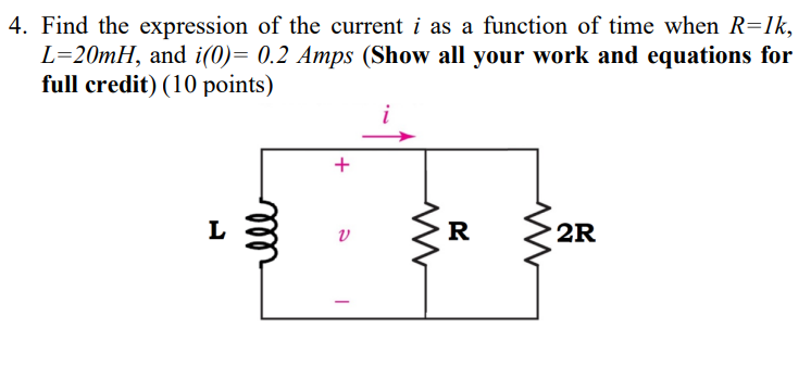 Solved 4. Find the expression of the current i as a function | Chegg.com