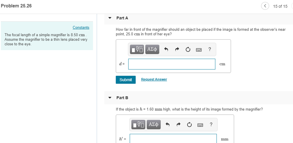 Solved Problem 25.26 15 of 15 Part A Constants How far in | Chegg.com