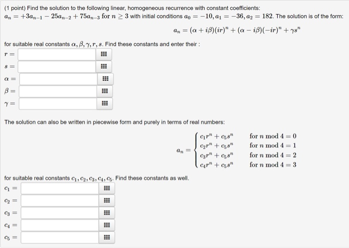 Solved (1 point) Find the solution to the following linear, | Chegg.com