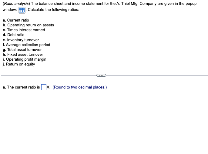 Solved (Ratio Analysis) The Balance Sheet And Income | Chegg.com