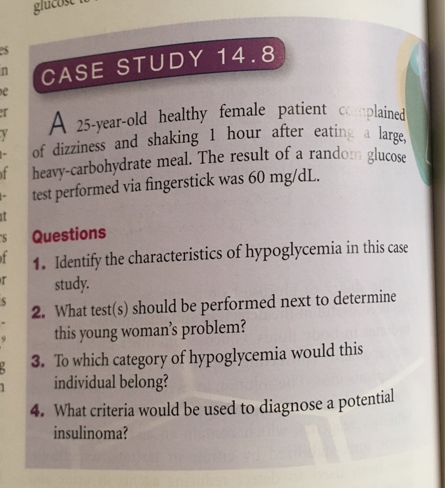 Solved glucost es CASE STUDY 14.8 25yearold healthy female