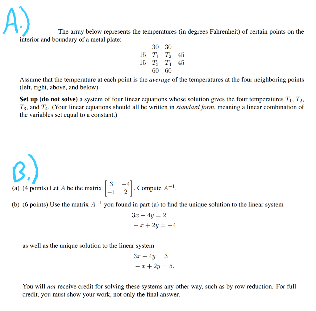 Solved A. The array below represents the temperatures (in | Chegg.com