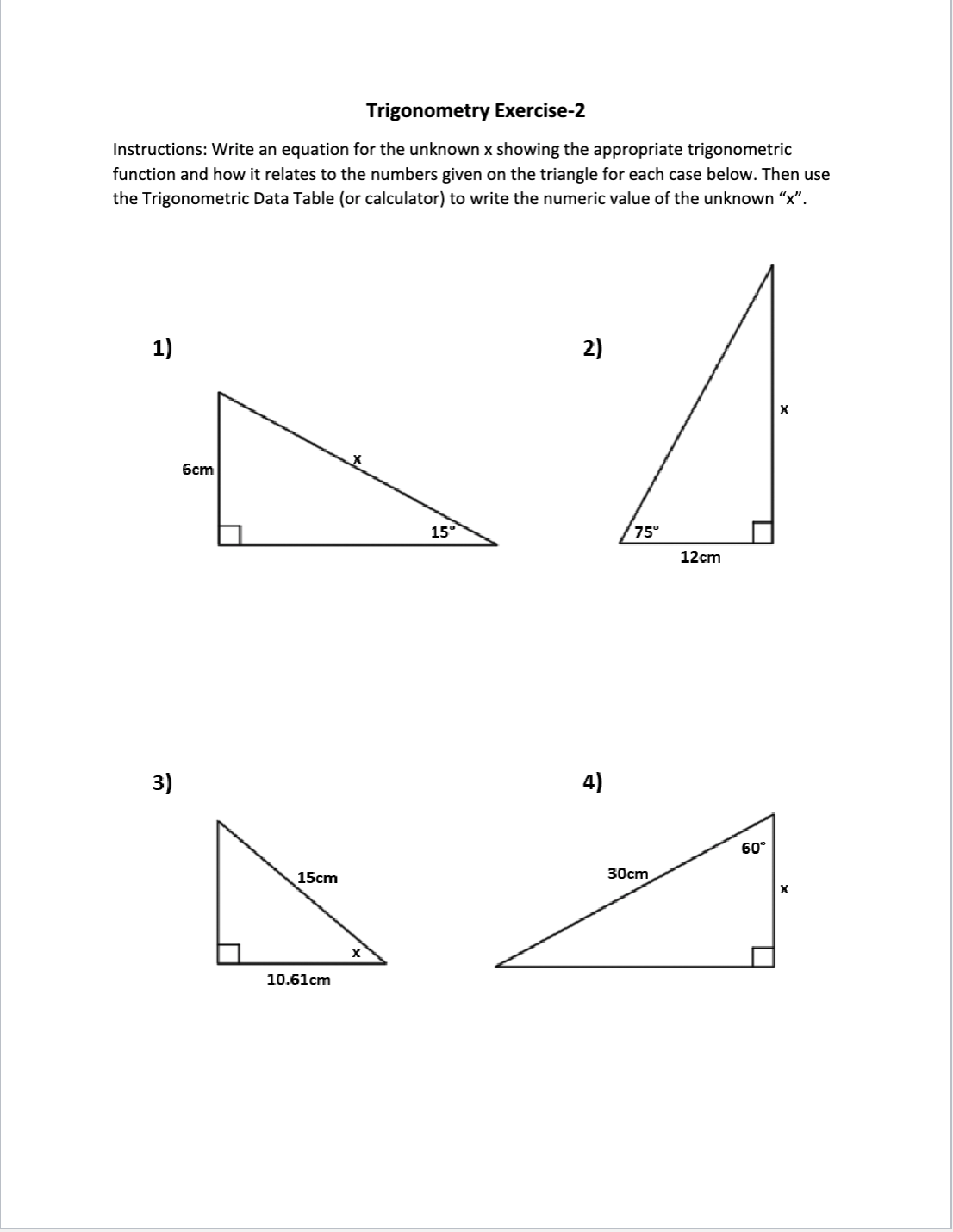 Solved Trigonometry Exercise-2Instructions: Write an | Chegg.com