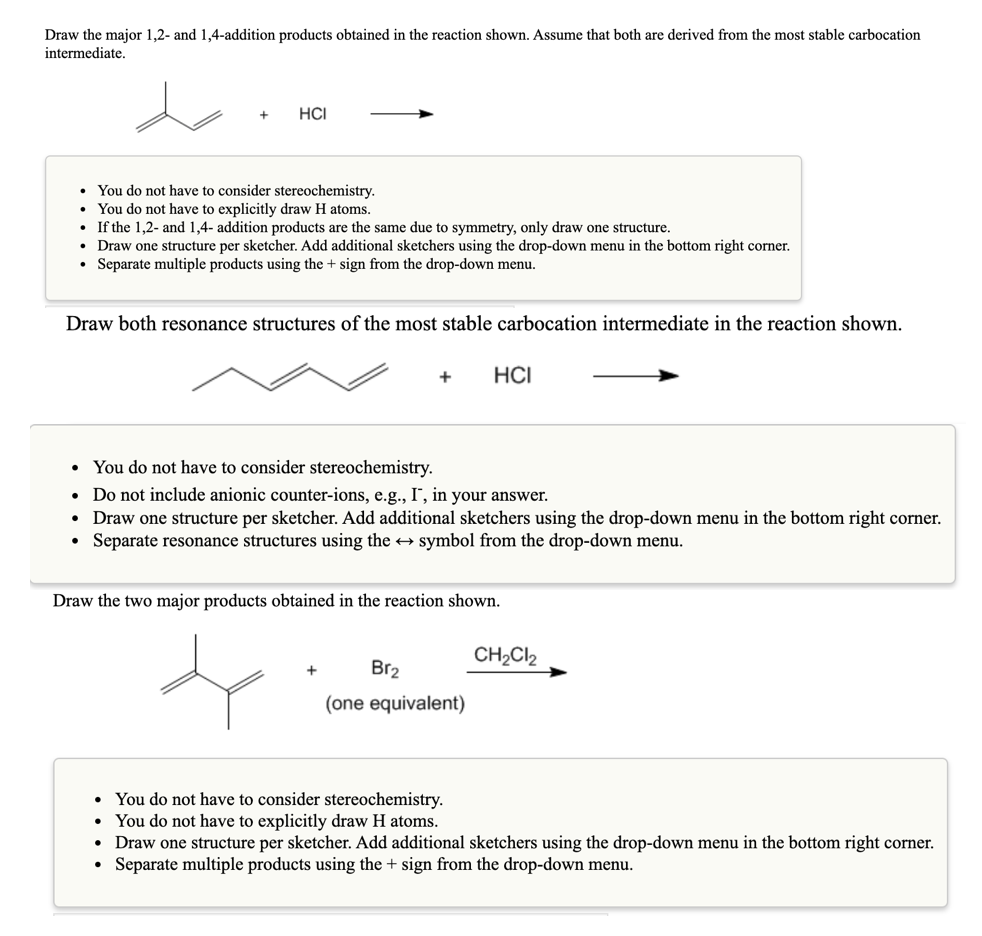 Solved Draw the major 1,2 and 1,4addition products