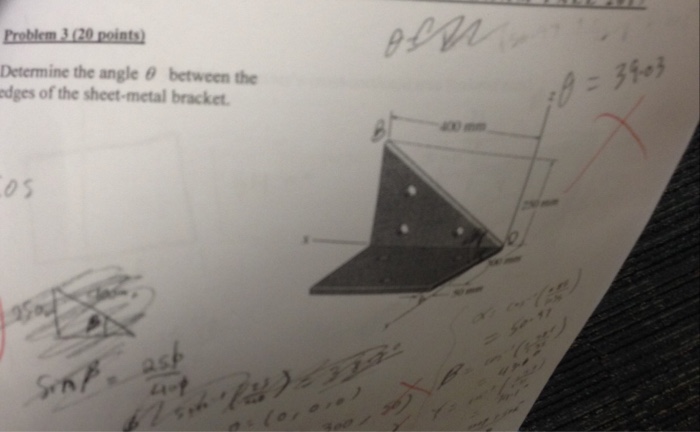 Solved Problem 3120 points Determine the angle ? between the | Chegg.com