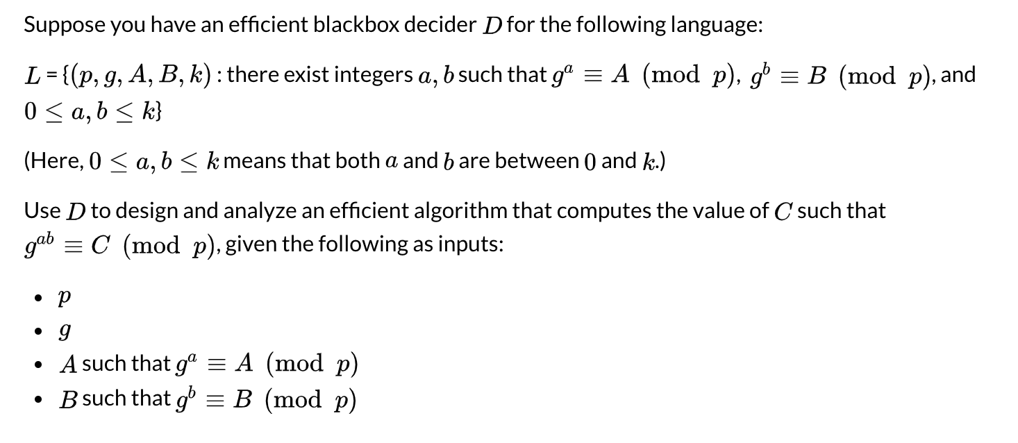 Suppose You Have An Efficient Blackbox Decider D F Chegg Com
