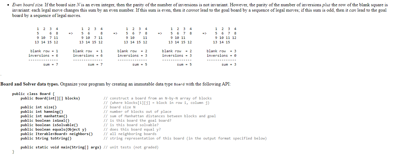 Solved COS 226 Programming Assignment 8 Puzzle Write a | Chegg.com