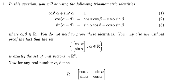 Solved 1. In this question, you will be using the following | Chegg.com