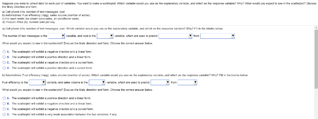 Solved Suppose you were to collect data for each pair of | Chegg.com