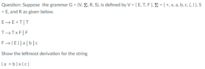 Solved Question Suppose The Grammar G V E R S Is Chegg Com
