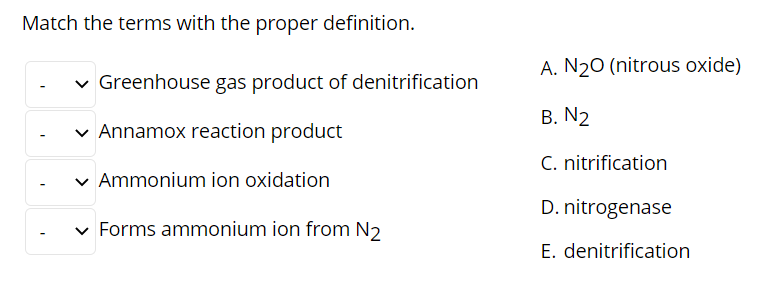 Solved Match The Terms With The Proper Definition A N Chegg Com