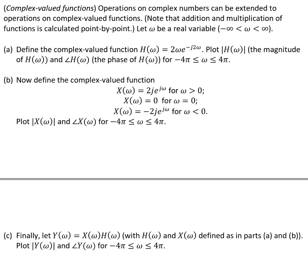 Solved Complex Valued Functions Operations On Complex